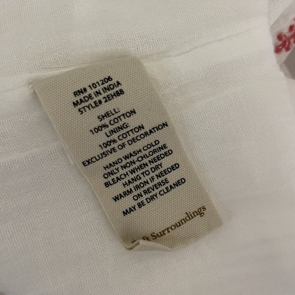 Soft Surroundings Oliana Top SMALL Cotton Embroidered Lined Boho Tunic - Picture 8 of 8